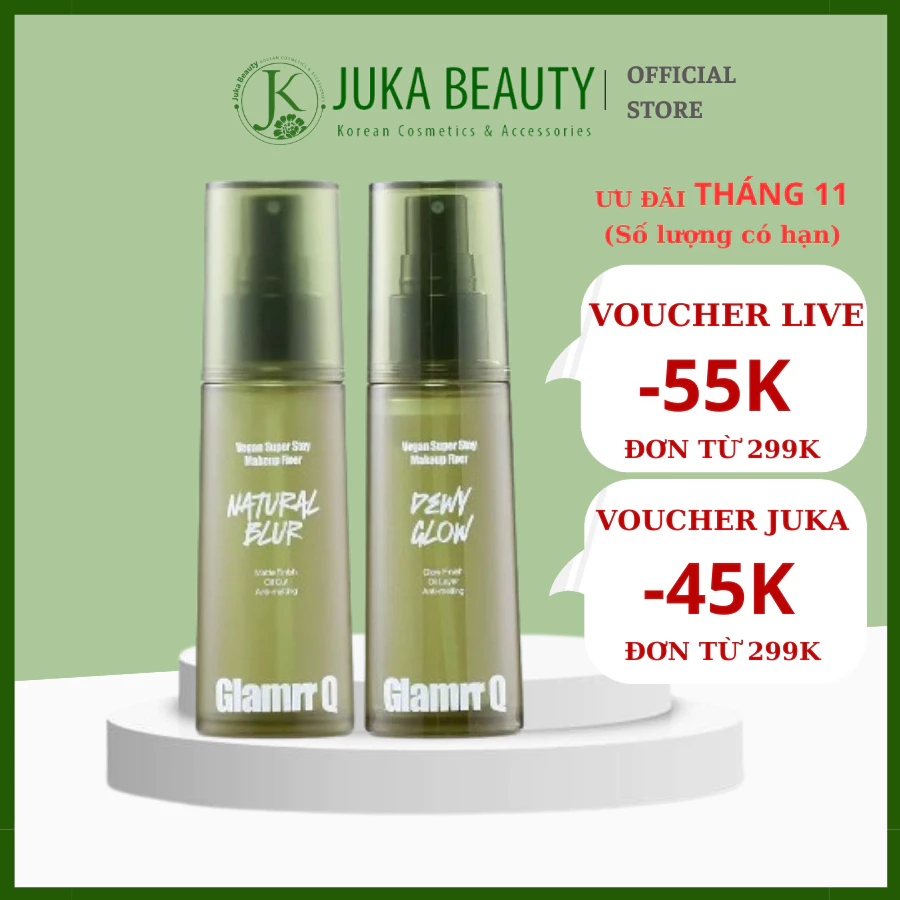 Xịt khóa nền Glamrr Q Vegan Super Stay Makeup Fixer