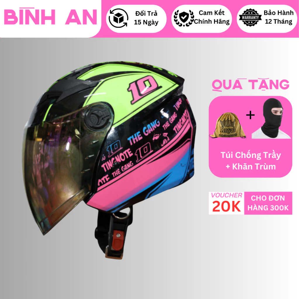 Mũ bảo hiểm 3/4 royal m268 2 kính nhiều màu chính hãng bảo hành 12 tháng - bình an 83