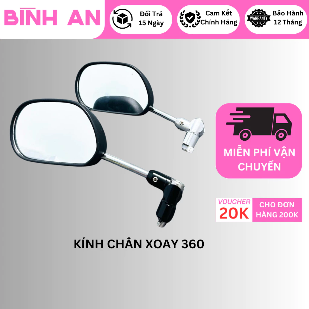 Kính xe máy kiểu SPARK AB giọt nước chân xi bóng kèm chân xoay 360 độ gắn nhiều loại xe (ren thuận)