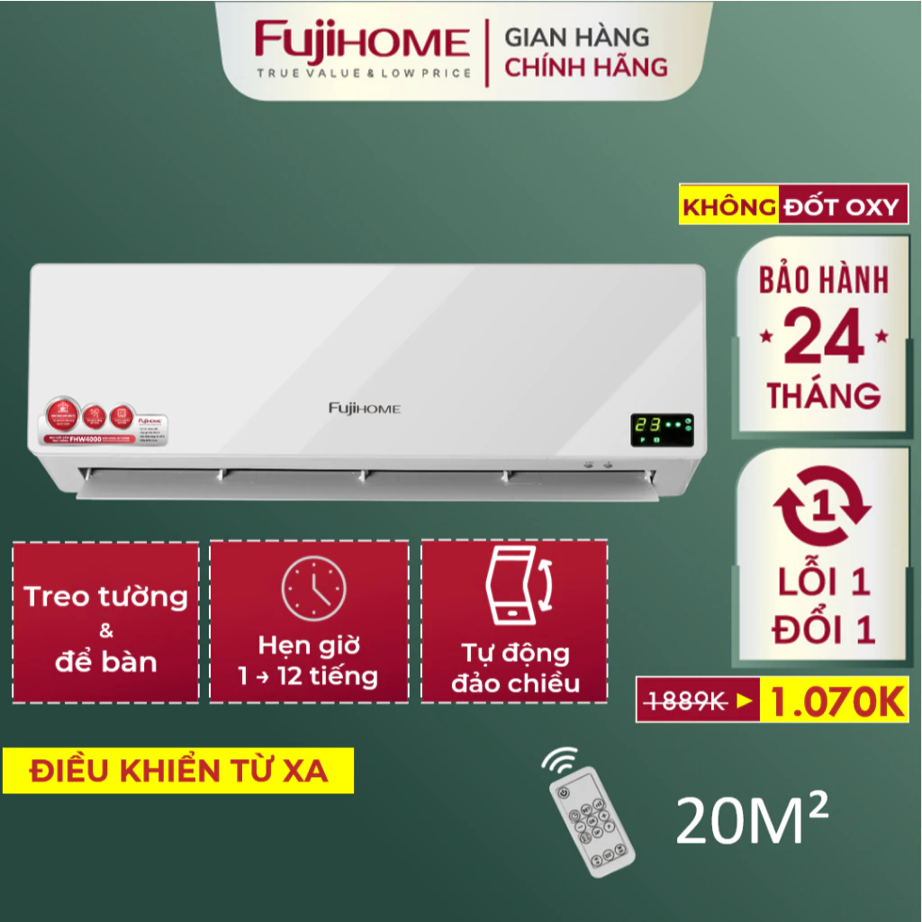 Máy sưởi gốm treo tường Nhập Khẩu không khô da điều khiển từ xa FUJIHOME, quạt sưởi ấm phòng