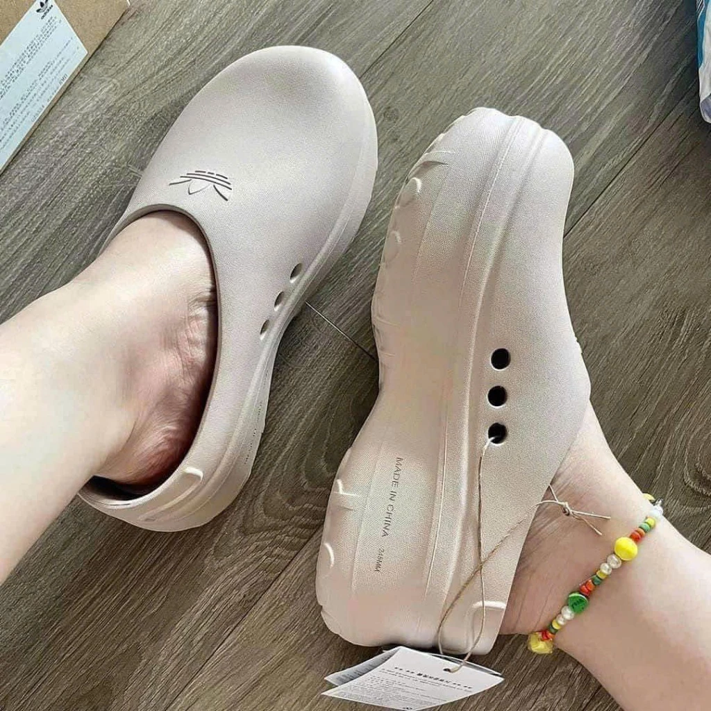 (CHÍNH HÃNG) Giày lười mule ADIDAS ADIFOM 2 màu BE ĐEN nữ FULLBOX