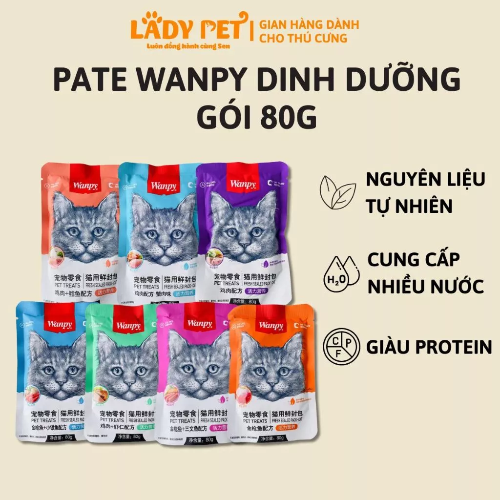 Pate Wanpy Túi 80gr Cho Mèo Mọi Lứa Tuổi, Pate Dinh Dưỡng Neeka Dạng Lon