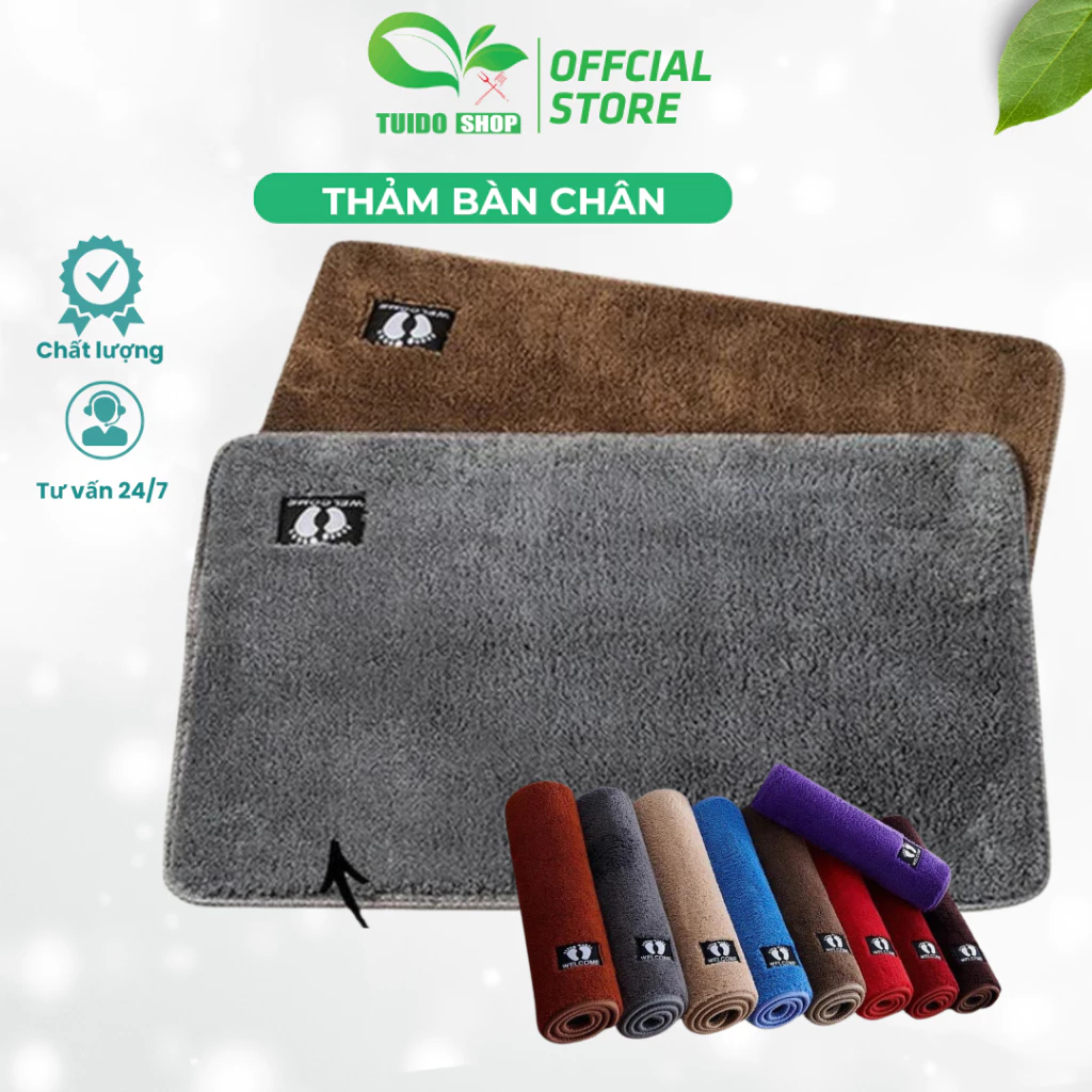Thảm bàn chân lông cừu 40x60 len mềm thảm chùi chân thấm hút tốt TUIDO SHOP