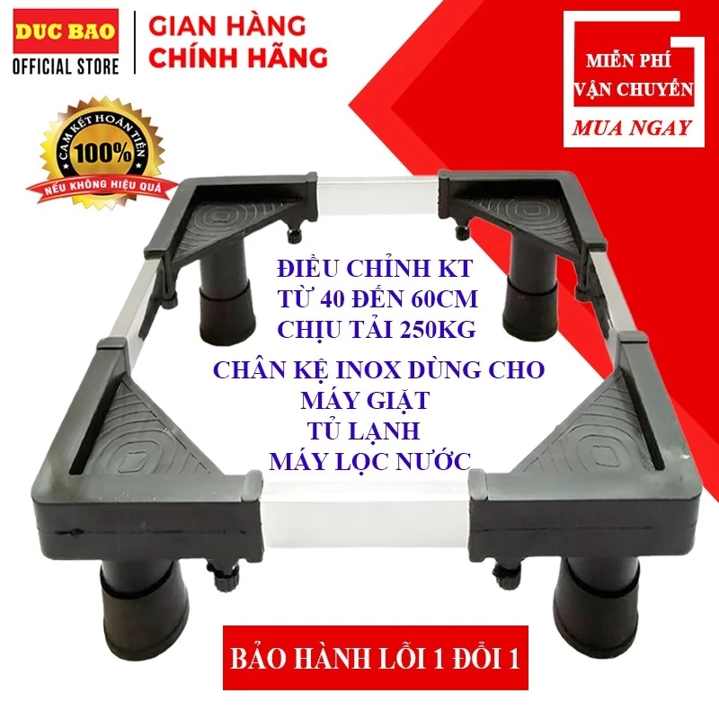 Kệ Máy Giặt, Kệ Máy Lọc Nước, Kệ Tủ Lạnh Đa Năng Chất Liệu Inox 304 Chống Gỉ Cao Cấp, Chống Rung Chống Trơn Trượt