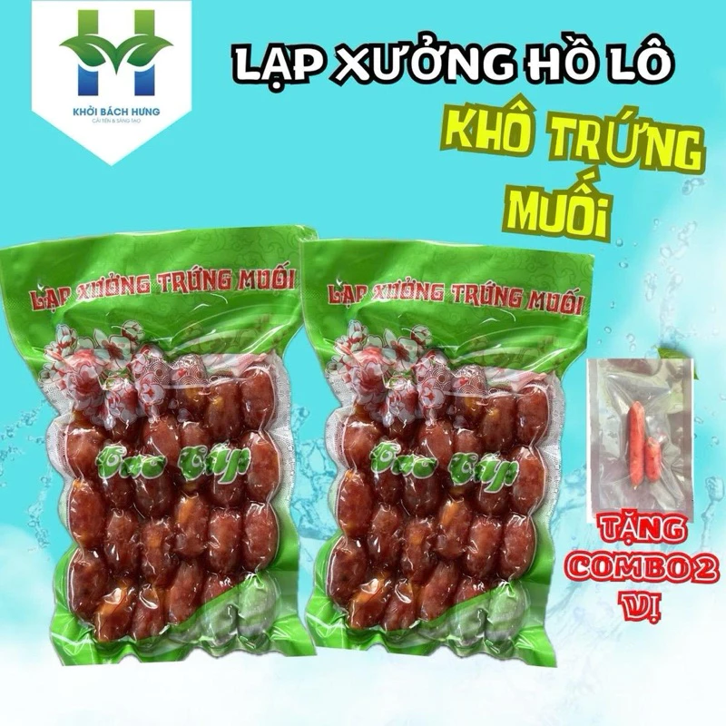 1kg Lạp xưởng hồ lô khô trứng muối -bảo quản nhiệt độ thường 1 tháng. Khởi Bách Hưng-(tặng gói nhỏ 2 vị Lạp tôm và heo)