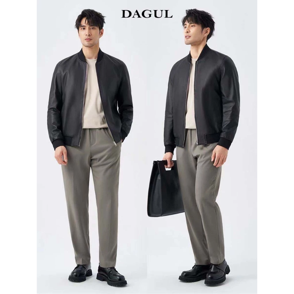(M-45) Áo khoác da DAGUL nam đơn giản có logo thêu DAGUL sau lưng fom vừa thời trang nam - Menswear - Jacket