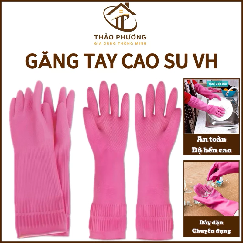 Găng Tay Cao Su Siêu Dai Gia Dụng VH 38cm Bao Tay Thiên Nhiên An Toàn Cho Da