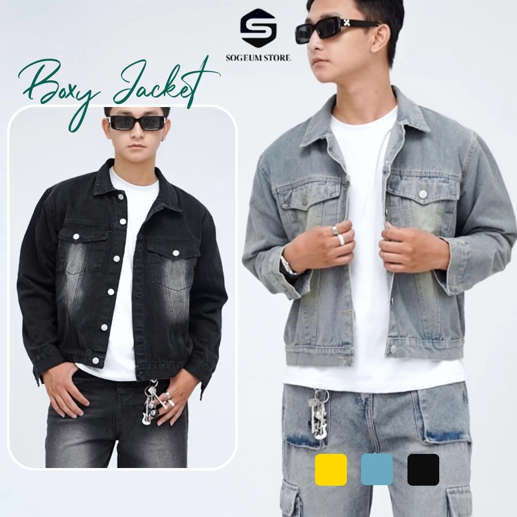 Áo Khoác Jean Bò Denim Jacket nam nữ form Boxy wash màu xanh đen Retro có bigsize M-L-XL-2XL Sogeum Store