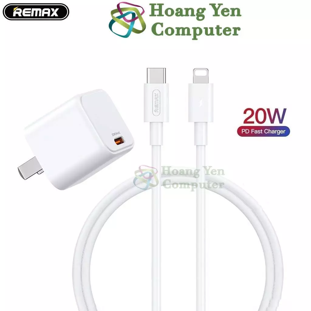 Bộ Sạc Nhanh 20W Remax RP-U7 Cho Điện Thoại Táo + Cáp Sạc TYPE C to LN (PD20W) - Hoangyencomputer
