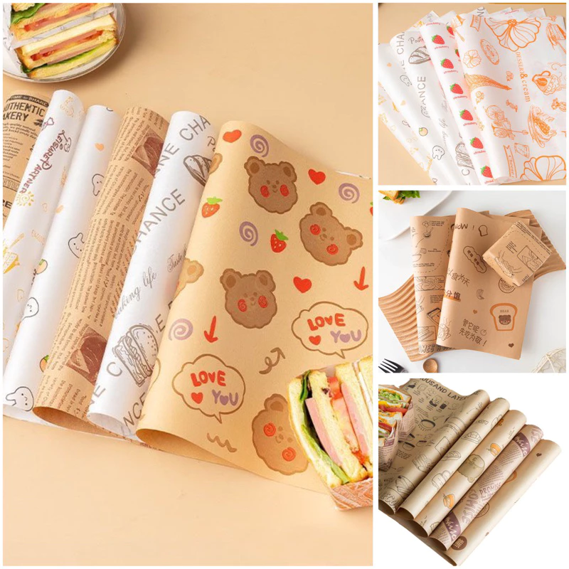 giấy gói bánh ngọt, gói sandwich, gói hamberger 28x38cm (sấp 98~100 cái)