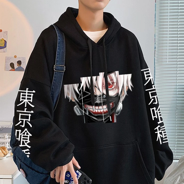 Áo nỉ hoodie in Anime Tokyo Ghoul Hoodie Nam In Áo Nỉ Quá Khổ Harajuku Áo Thun Dài Tay Free size
