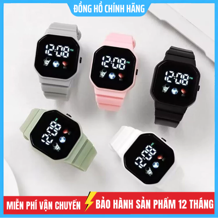 Đồng Hồ Vuông Đeo Tay Thể Thao Chống Thấm Nước Màu Macaron Phong Cách Hàn Quốc Cho Nam Và Nữ