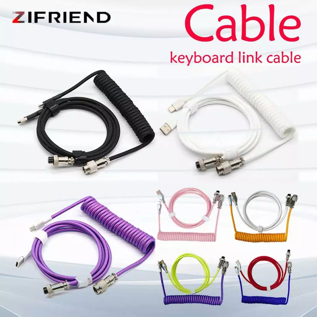 Cáp loại C ZIFRIEND Coiled Cable Bàn phím cơ tùy chỉnh Cáp cuộn để kết nối bàn phím cơ