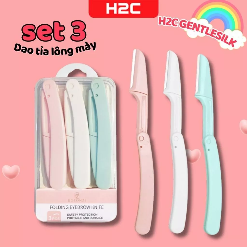 Dao cạo lông mày chân mày, tóc mái gấp gon tiện lợi sét 3 chiếc
