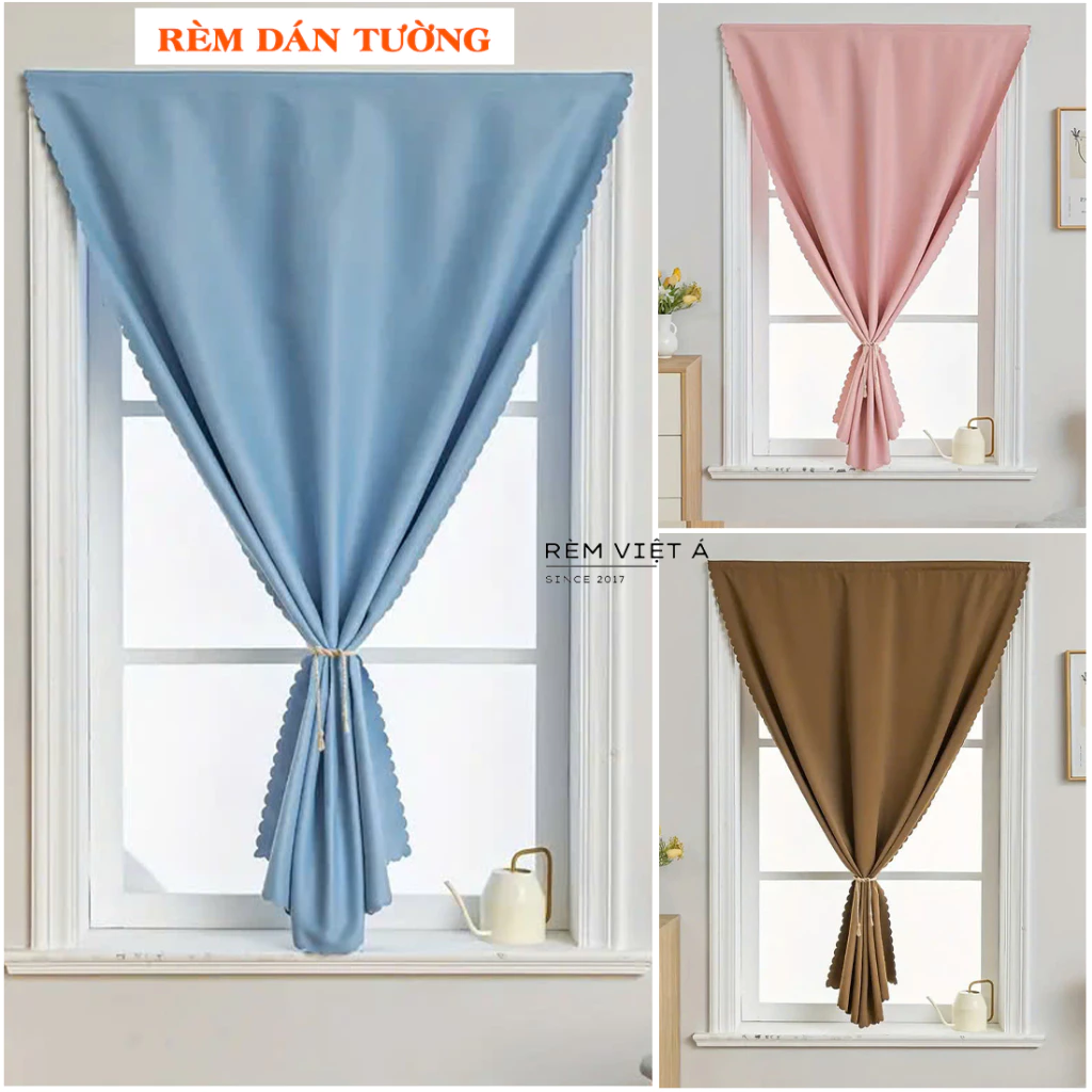 Rèm Cửa Dán Tường - Không Cần Khoan,Vải Trơn 1 Màu Cản Nắng,Decor Phòng Ngủ,Giường Tầng