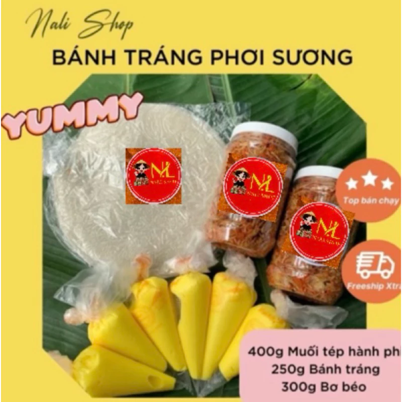 combo 250g bánh tráng 400g muối tép hành phi 300g bơ