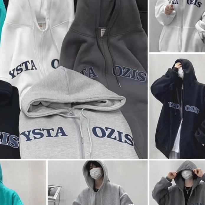Áo Khoác Jacket Hoodie Zip Nỉ Thu Đông Nam Nữ YSTAOZIS Unisex Form Rộng