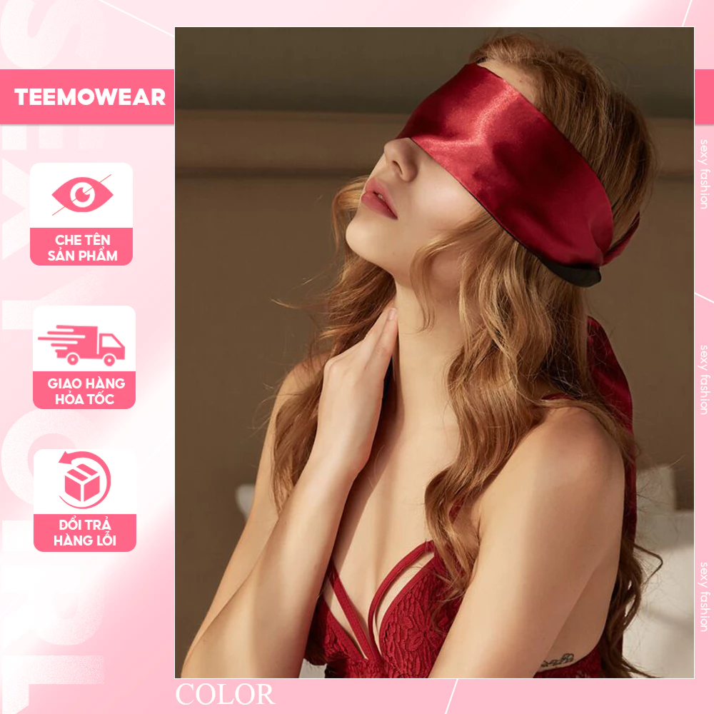 Khăn Lụa Che Mặt Quyến rũ, Băng Đô Bịt Mắt 2 Lớp Mềm Mịn PK07 Băng Đô Đỏ Đen dễ phối cosplay đồ ngủ sexy gợi cảm