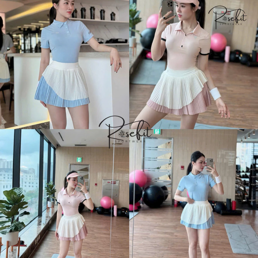 Set Áo Váy Tập Thể Thao Pickleball, Tennis Nữ Chất Thun Lạnh Hàng L1 QCCC