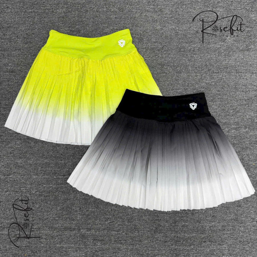 Chân Váy Tennis Tập GYM GOLF, Pickleball, Váy Loang Ombre Xếp Ly 2 lớp Vải Thun Hàng QC Cao Cấp