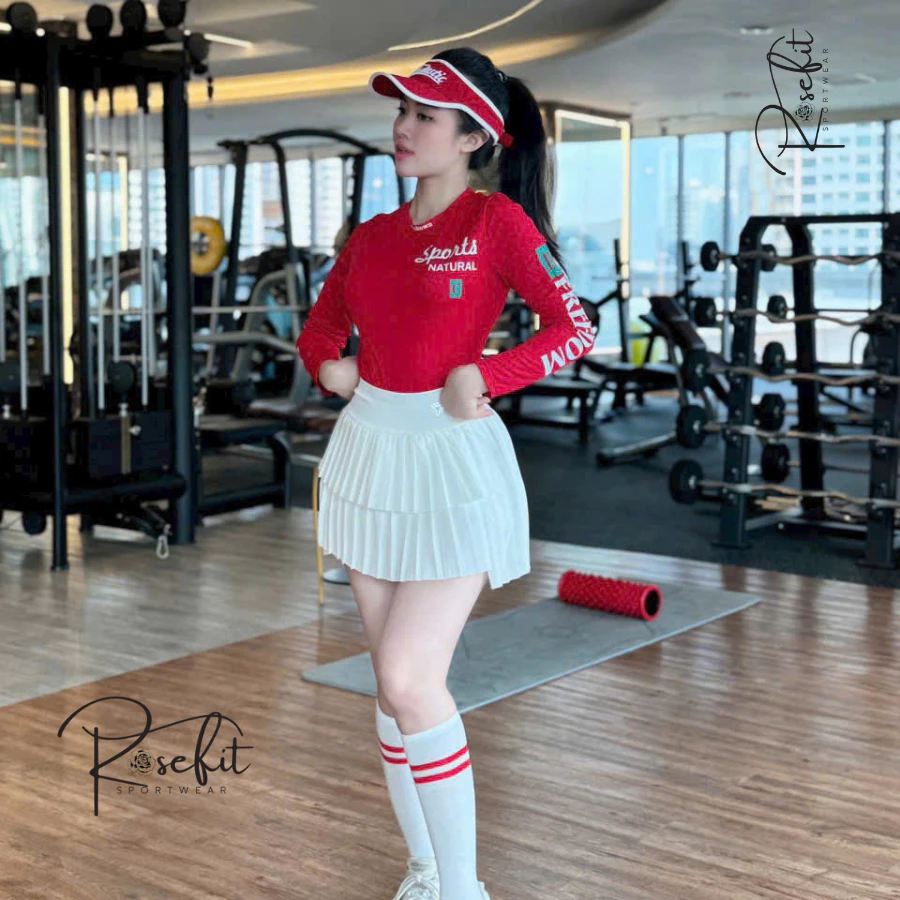 Áo Tay Dài Chữ Phối COSLEAF Tập Gym,Pickleball,Tennis,Golf Hàng QCCC