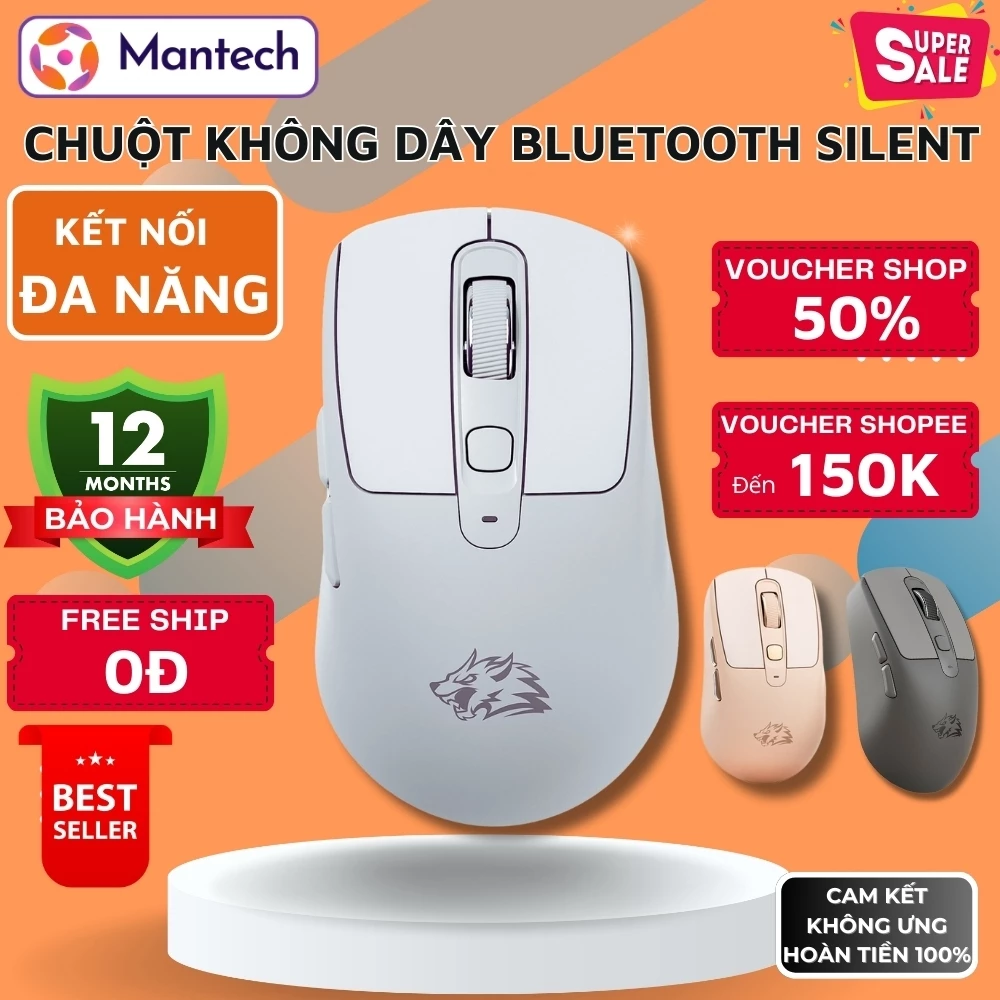 Chuột Không Dây Silent Free Wolf A3 Chip PAW3212 Pin Sạc Sử Dụng 20 Ngày Tương Thích Mọi Thiết Bị