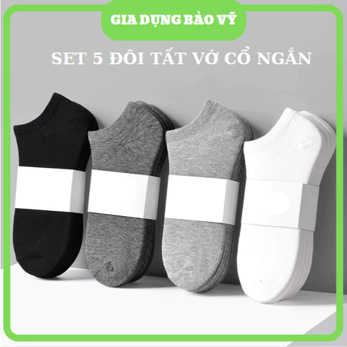 [SET 5] Đôi Tất Vớ Cổ Ngắn Nam Nữ Chất Liệu Cotton Hàn Quốc, Tất Vớ Nam Nữ Vải Mềm Mịn Thoáng Mát Chống Trơn Trượt
