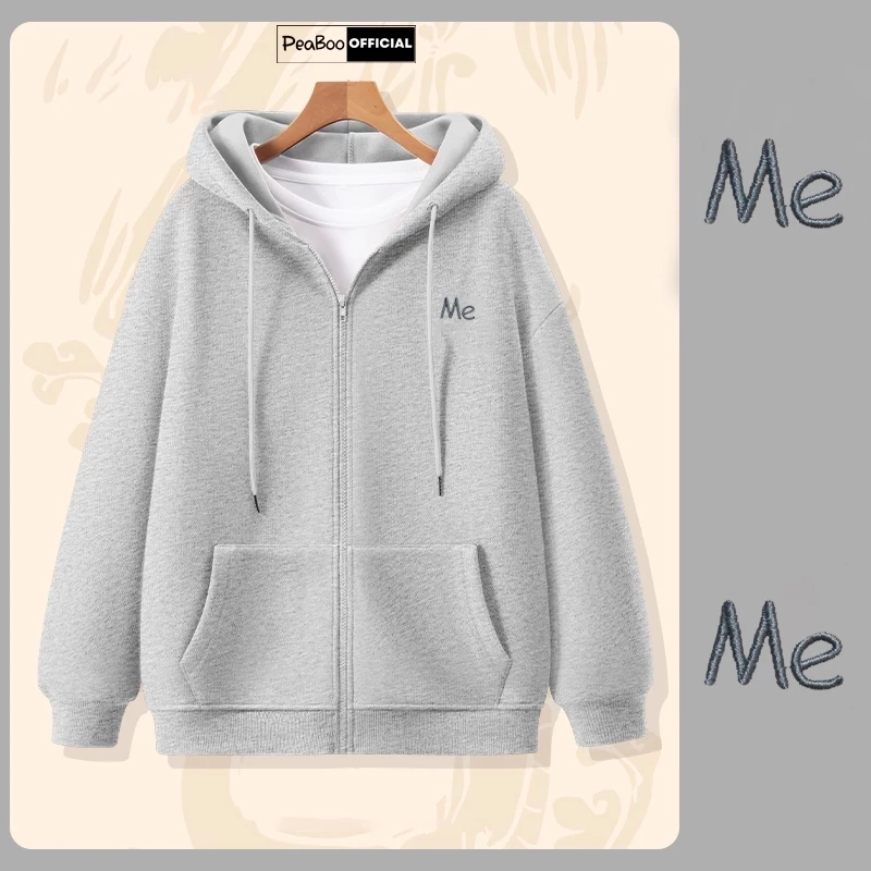 Áo Hoodie Zip THÊU, Áo Khoác Nam Nữ Unisex By PEABOO Mã HZ  See You Later Chất Nỉ Bông Form Rộng Mũ 2 Lớp