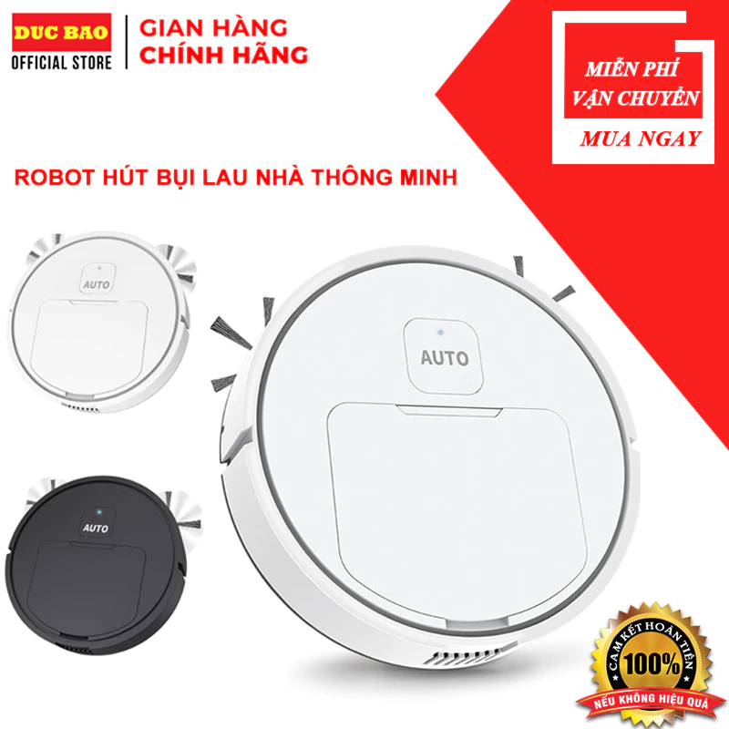 Robot Hút Bụi Tự Động Thông Minh Lau Nhà Tự Động Hút Bụi 3 trong 1