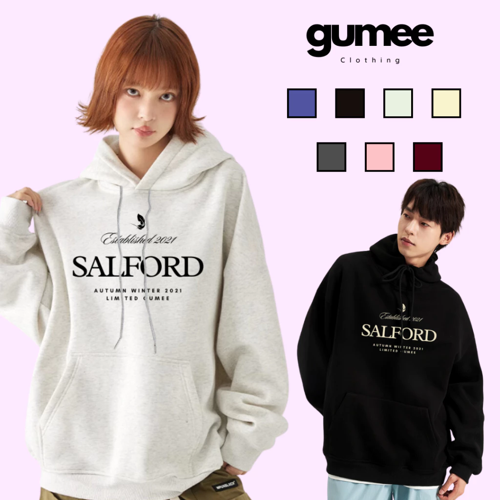 Áo hoodie nữ nam Gumee, áo nỉ hoodie nam form rộng basic mũ to local brand nhiều màu - SALFORD - GHD