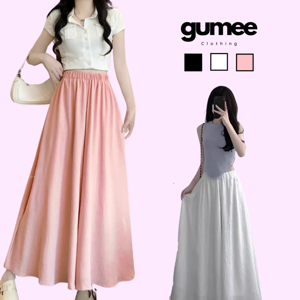 Quần ống rộng vải đũi bigsize nữ Gumee, quần đũi suông dáng dài ống xòe giả váy phong cách Hàn Quốc - GQ4
