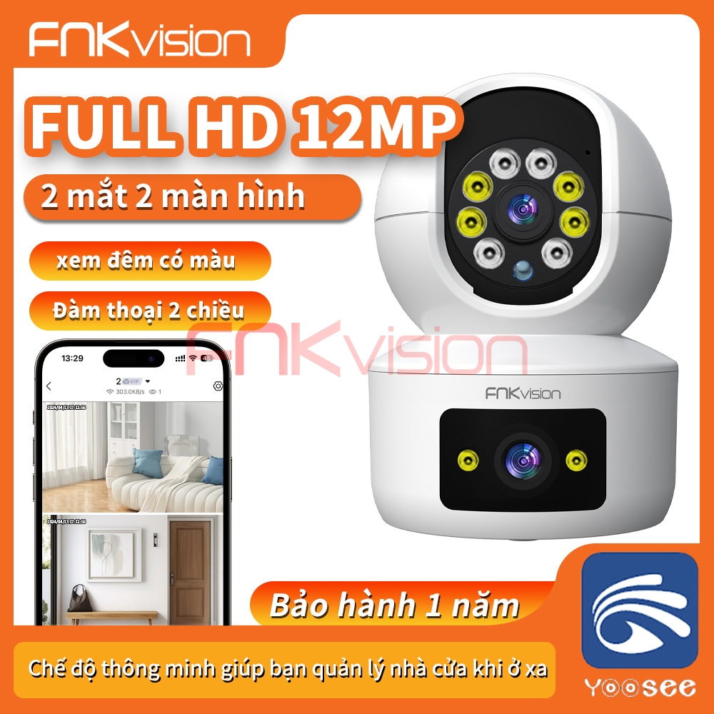 Camera Yoosee 2 MẮT XEM 2 MÀN HÌNH cùng lúc 12MP xoay 360 độ xem đêm có màu…