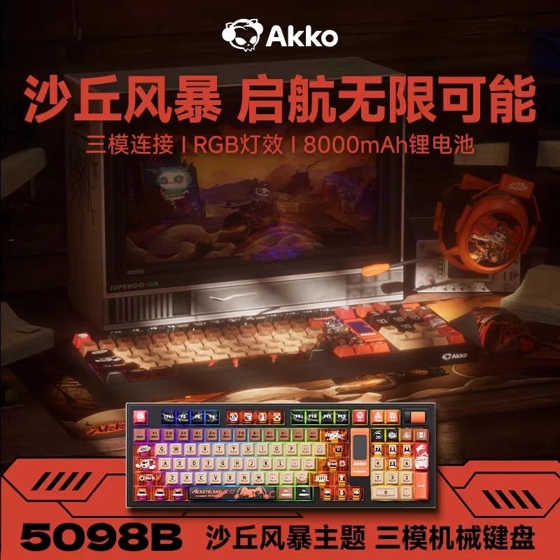 Akko 5098B phím cơ Full size kết nối 3 chế độ, kết hợp màn hình, núm xoay phong cách