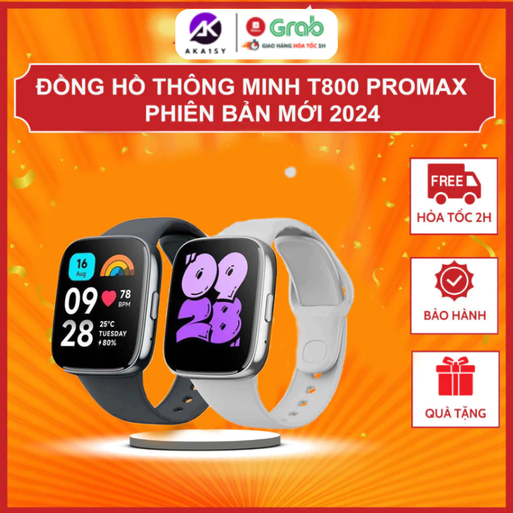 Đồng Hồ Thông Minh T800 Promax,Nghe Gọi Kết Nối Điện Thoại,Chơi Game,Nhận Thông Báo Theo Dõi Sức Khỏe Bảo Hành 6 Tháng