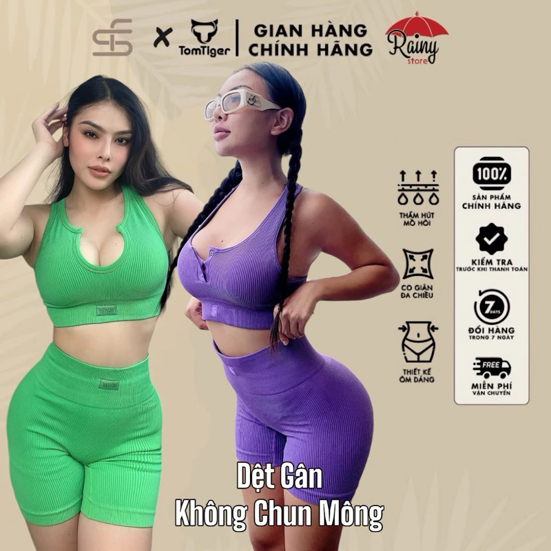 [ Dệt Gân Ribbed ] Bo.Tee/JN/ Bra T- Bộ Đồ Tập Gym Áo Bra Quần Đùi Chất Dệt Gân, KHÔNG CHUN MÔNG- Rainy Store