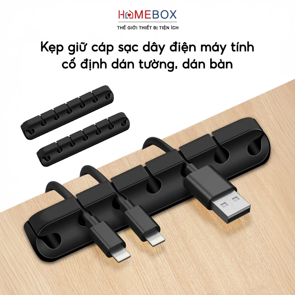 Kẹp Cố Định Dây Sạc Sắp Xếp Bàn Làm Việc, Đế Dán Kẹp Cáp Chuột Bàn Phím Tai Nghe Laptop Máy Tính