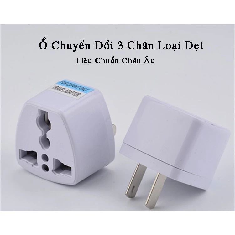 Phích cắm điện chuyển đổi từ 3 chân sang 2 chân nguồn 220V PCD01 - Màu trắng