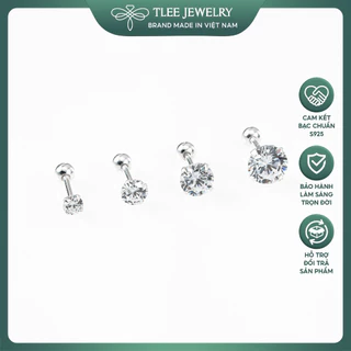 Bông tai bạc TLEE nam nữ nụ đá 925 chốt ren vặn nhiều size cá tính TLEE JEWELRY B0338