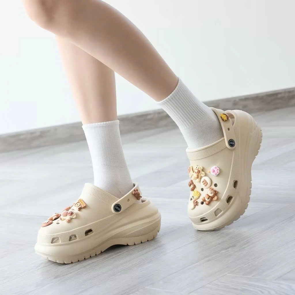 Dép Cross Classic Sandal Crush Clog nữ đế cao 5cm tặng kem Sticker(612)