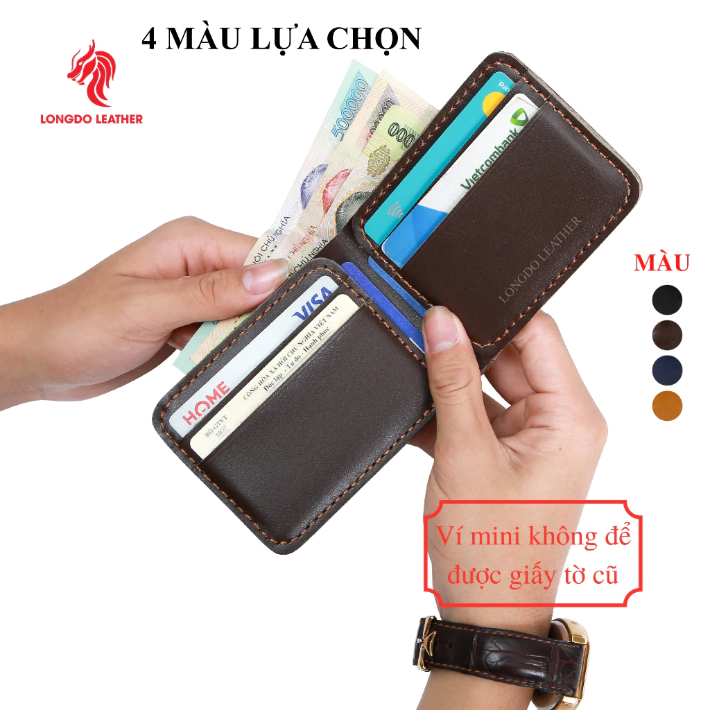 Ví da nam mini cao cấp - Cam kết 100% da bò thật - Thương hiệu uy tín Longdo Leather - B03