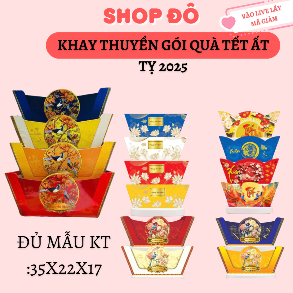 5 Khay Thuyền Đựng Giỏ Quà Tết,bánh kẹo tặng sóng lót và vách ngăn mẫu mới 2026 shop đô