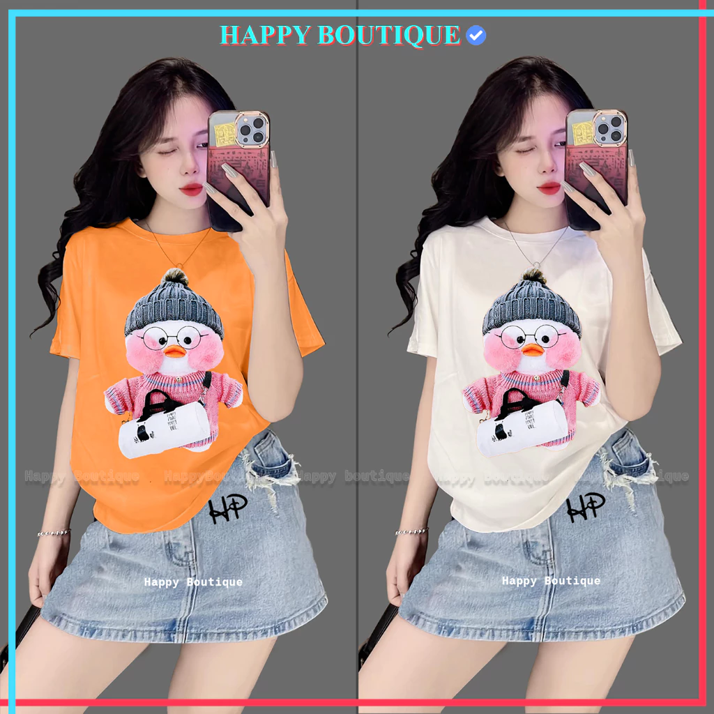 [40~60kg] Áo Thun Thái Form Vừa [Mã A27],Cotton 100 % Mềm Mịn Mát Hình Dễ Thương [Vịt Má Phính]
