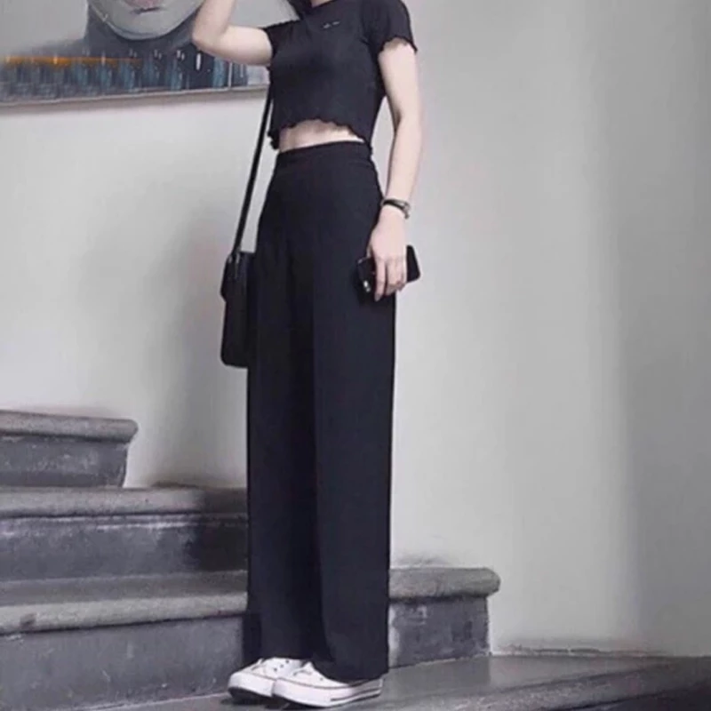 (DÀI 88-95CM)Quần ống rộng khóa sườn hông lưng cao M605 quần tây khóa sườn ống suông rộng dài vải mềm dày đáy cao