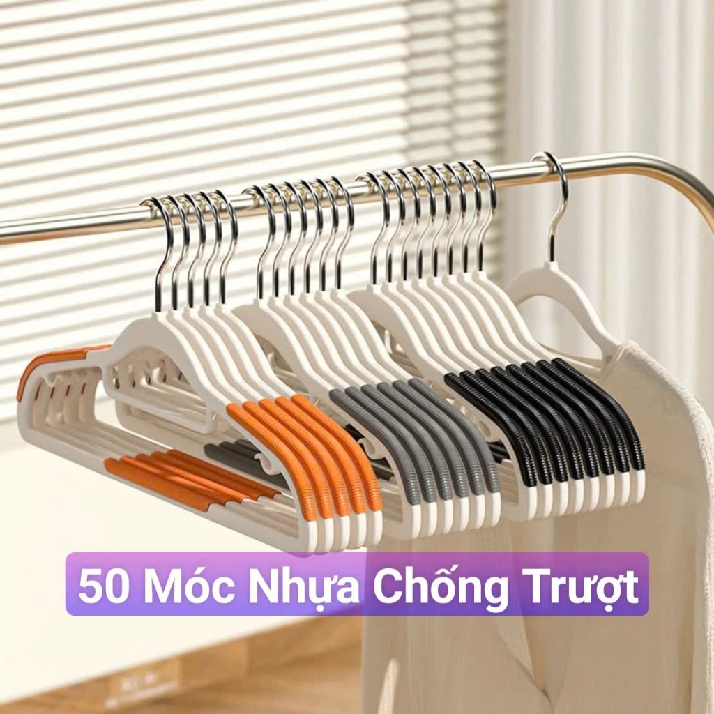 [ComBo] 50 Móc Nhựa Treo Quần Áo Chống Trượt Xoay 360 ,Móc Nhựa Dẻo .TTS21]