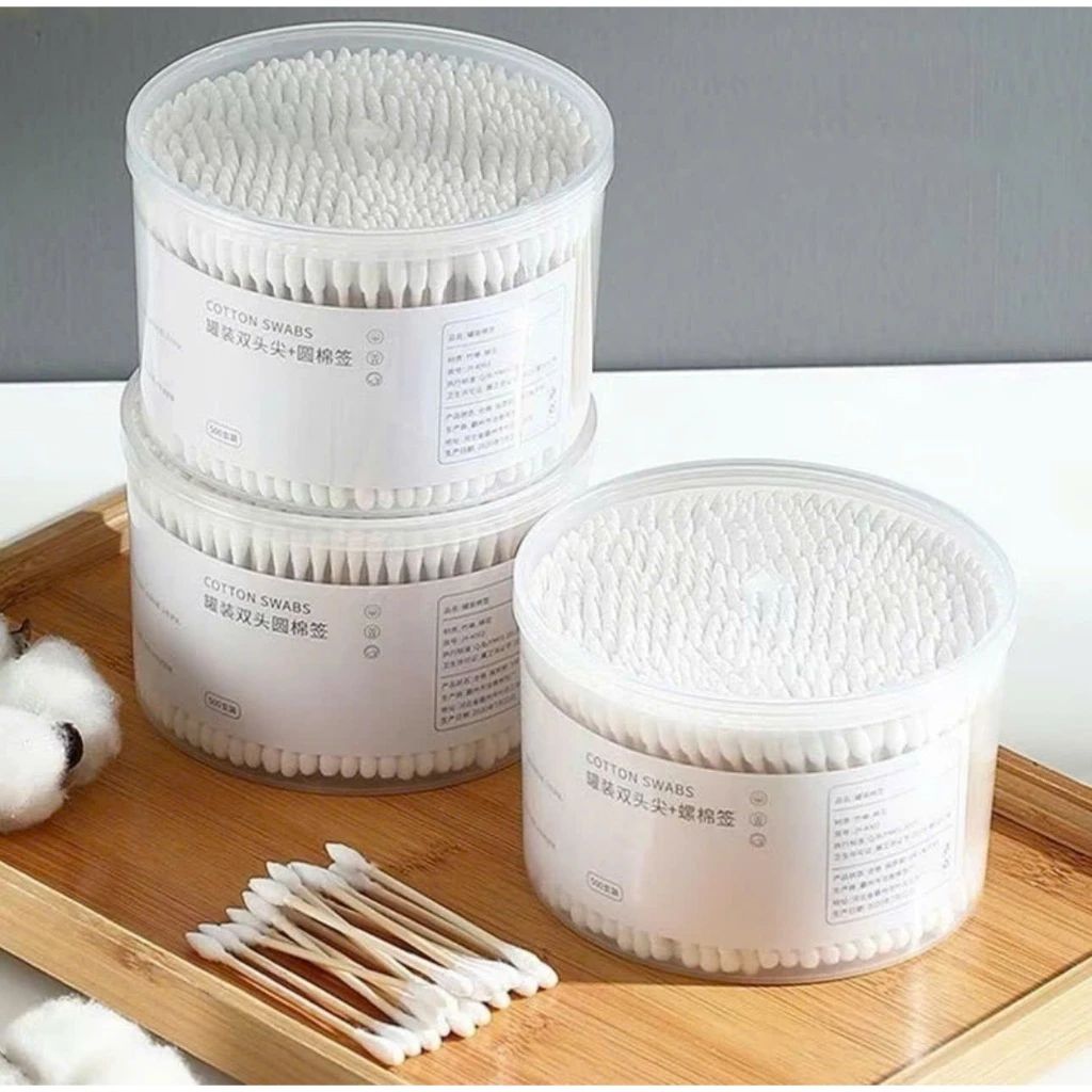 Combo 3 hộp lớn 500 que tăm bông y tế, tăm bông trang điểm, spa, bông ngoáy tai que gỗ 2 đầu