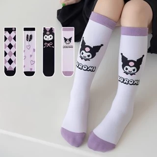LẺ 1 ĐÔI Tất Trẻ Em Kuromi Xuân Thu Mới Bé Gái Tất Bò cotton Nguyên Chất Sinh Viên Ống Dài Tất Hoạt Hình Dễ Thương