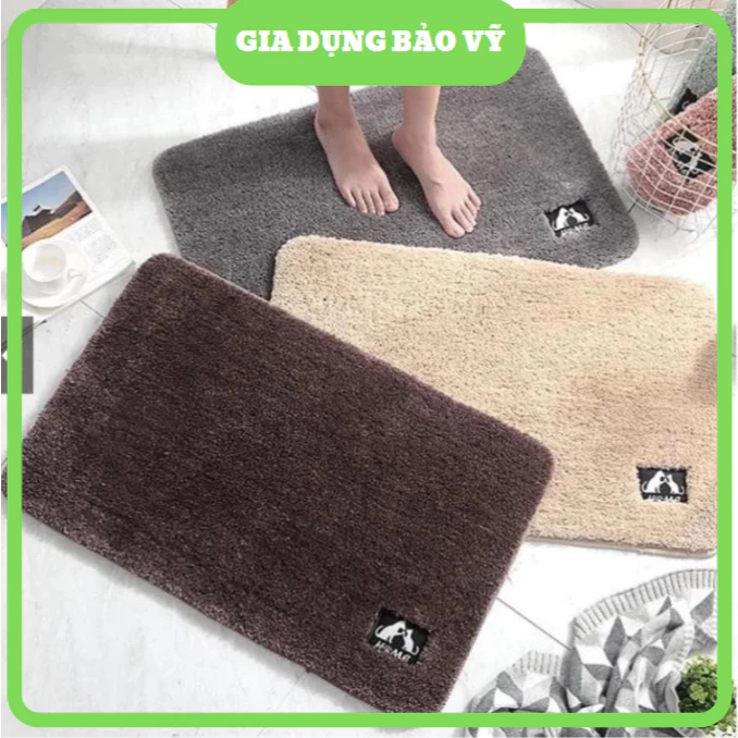 Thảm nỉ lau chân hình chữ nhật, chùi chân len mềm mịn dày dặn chống trơn trượt hàng chất lượng cao