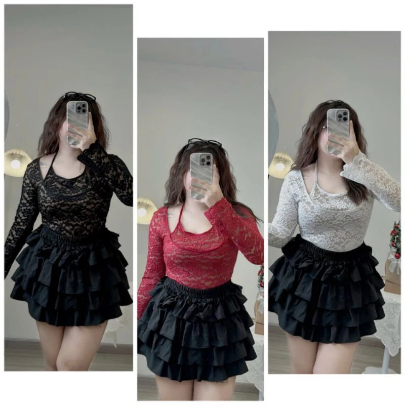 [Bigsize60_90kg] áo ren yếm tay dài