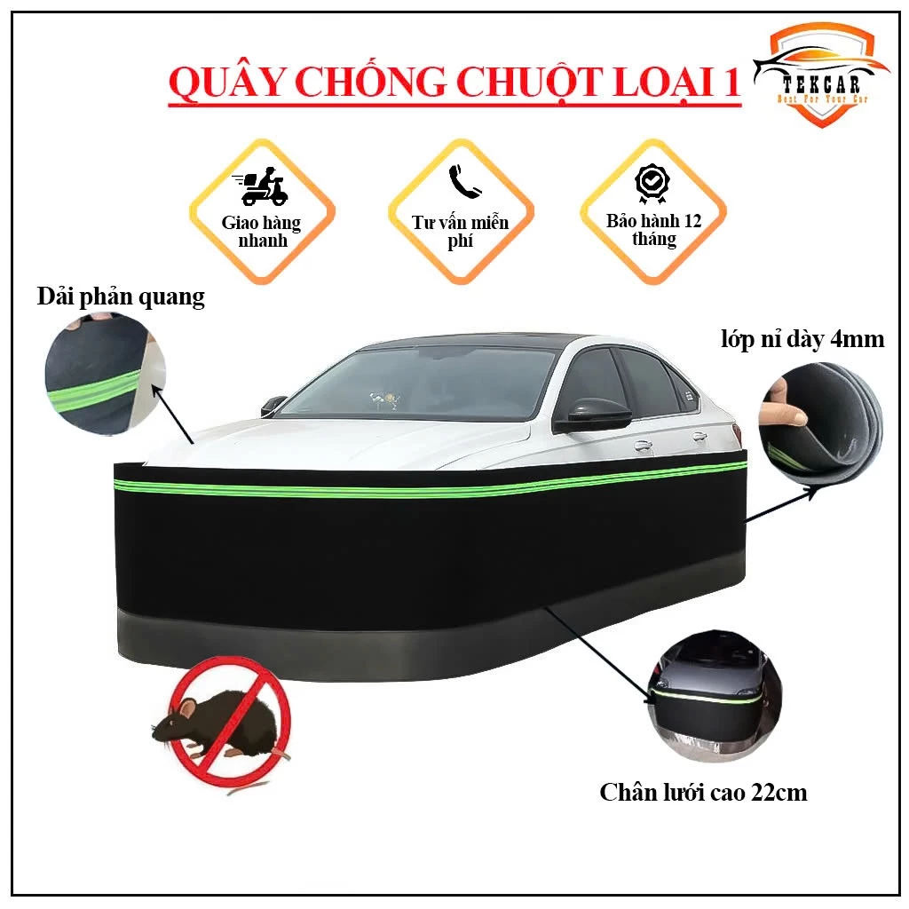 Quây chống chuột xe ô tô xe hơi cao cấp cho xe 4, 5, 7, 16 chỗ và xe bán tải,chân inox 304 chắc chắn