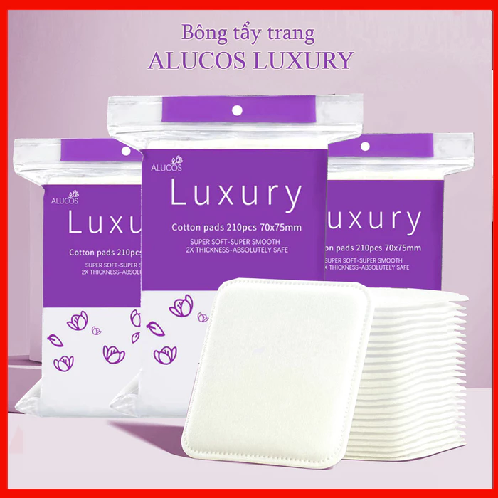 [BÔNG TO] Bông tẩy trang Alucos Luxury - Lady - GLow Size Đại 210 miếng chính hãng